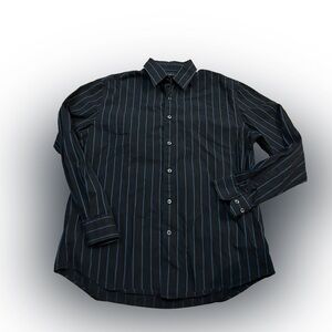 Men’s Axist Blue Striped Black Dress Shirt